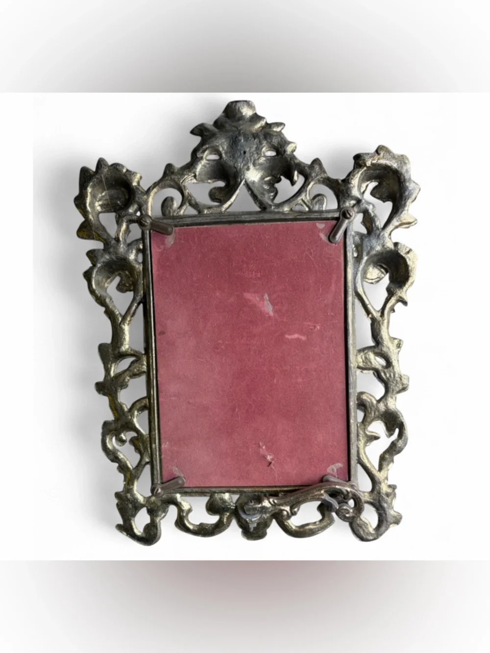 Vintage Gilt Metal Ornate Art Nouveau Baroque Style Owl Motif Picture Frame